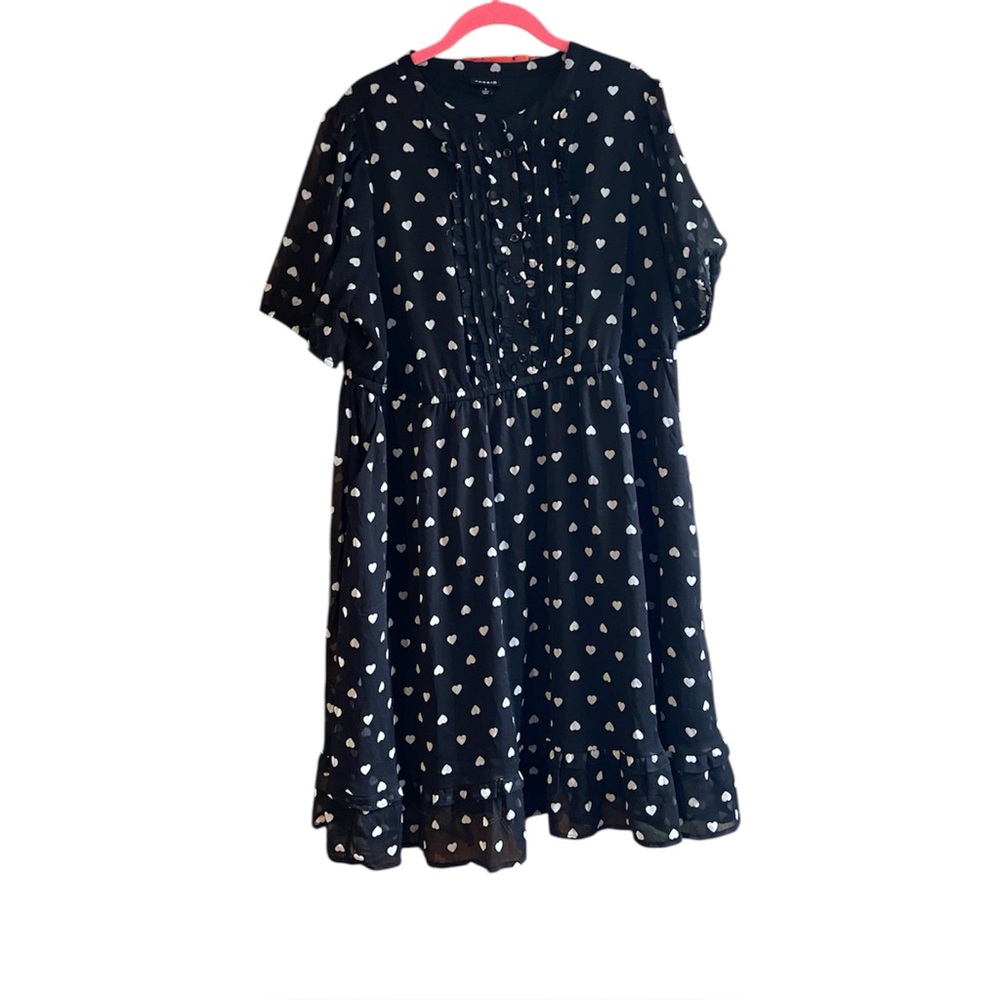 Gothic Heart Print Chiffon Dress Plus Size 1 Dark Romantic Knee Length - Picture 2 of 5